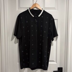 Nike Dri-FIT Vapor Golf Polo Shirt in Black with White Golf Clubs & Balls Print